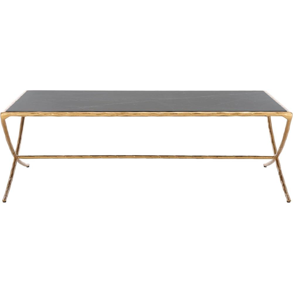 image:imageSAFAVIEH Couture Collection Debbie Brass Metal Rectangle Coffee Table Fully AssembledBrassBlack