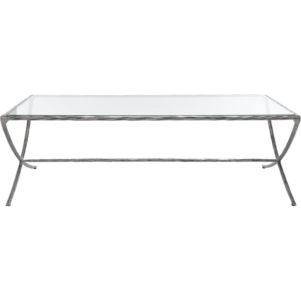image:imageSAFAVIEH Couture Collection Debbie Brass Metal Rectangle Coffee Table Fully AssembledSilver