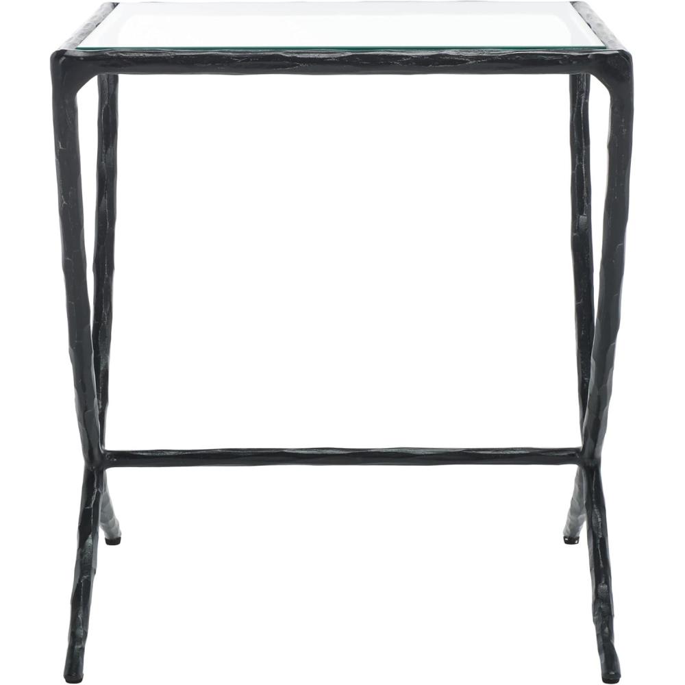 image:imageSAFAVIEH Couture Collection Debbie Silver Square Metal Accent Table Fully AssembledBlack