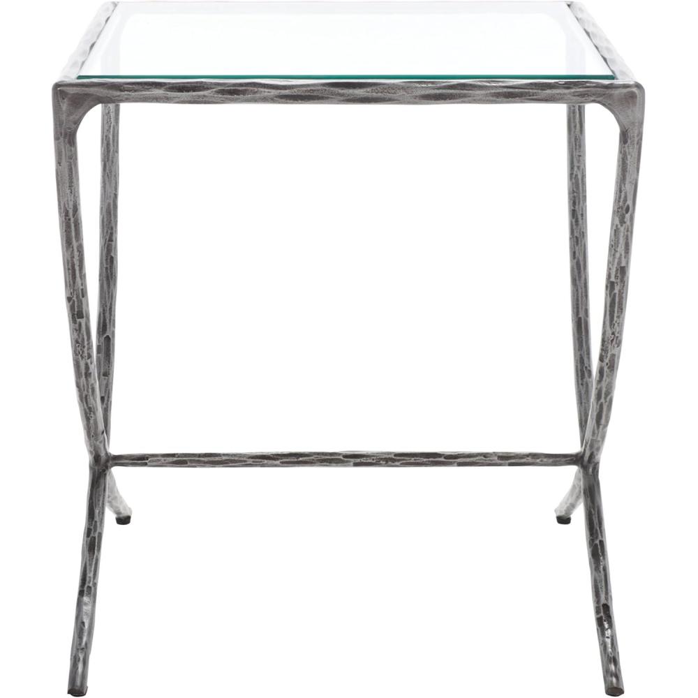 image:imageSAFAVIEH Couture Collection Debbie Silver Square Metal Accent Table Fully AssembledSilver