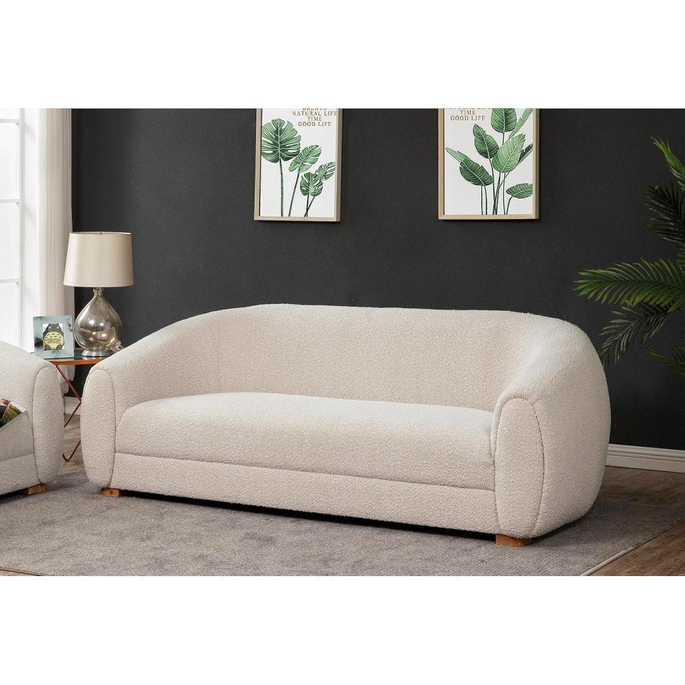 image:imageSAFAVIEH Couture Collection Emiliana Contemporary Ivory Boucle Sofa Fully Assembled