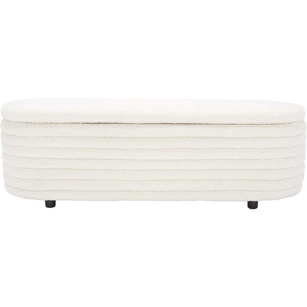 image:imageSAFAVIEH Couture Collection Jaymie Contemporary Ivory BoucleBlack Oval Storage Bench