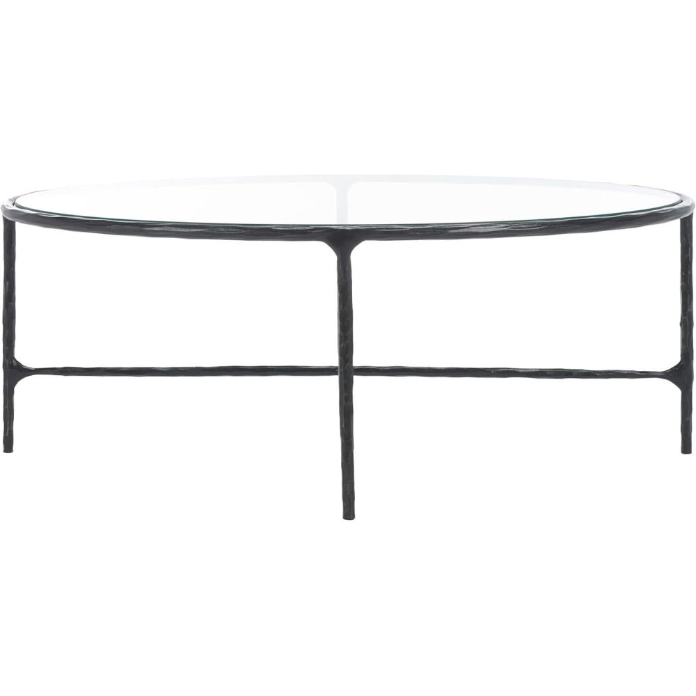 image:imageSAFAVIEH Couture Collection Jessa Silver Metal Oval Coffee Table Fully AssembledBlack