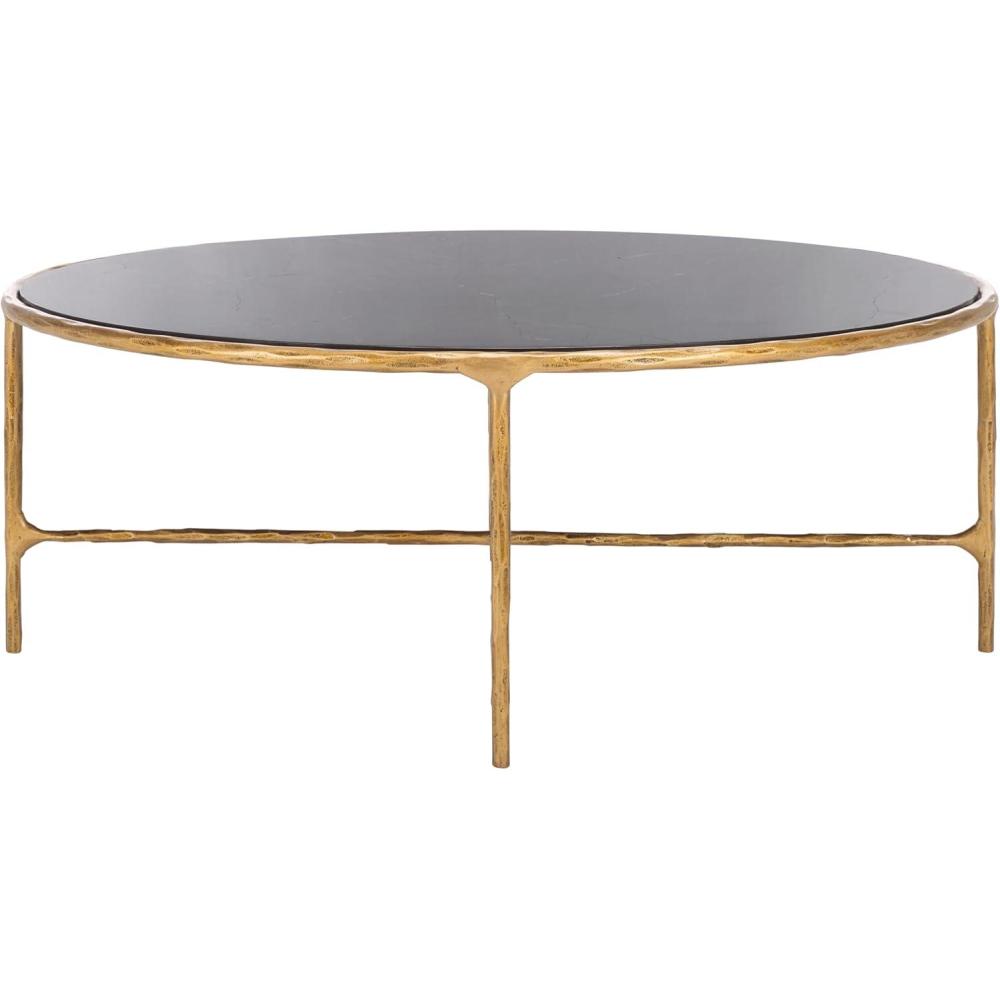 image:imageSAFAVIEH Couture Collection Jessa Silver Metal Oval Coffee Table Fully AssembledBrassBlack