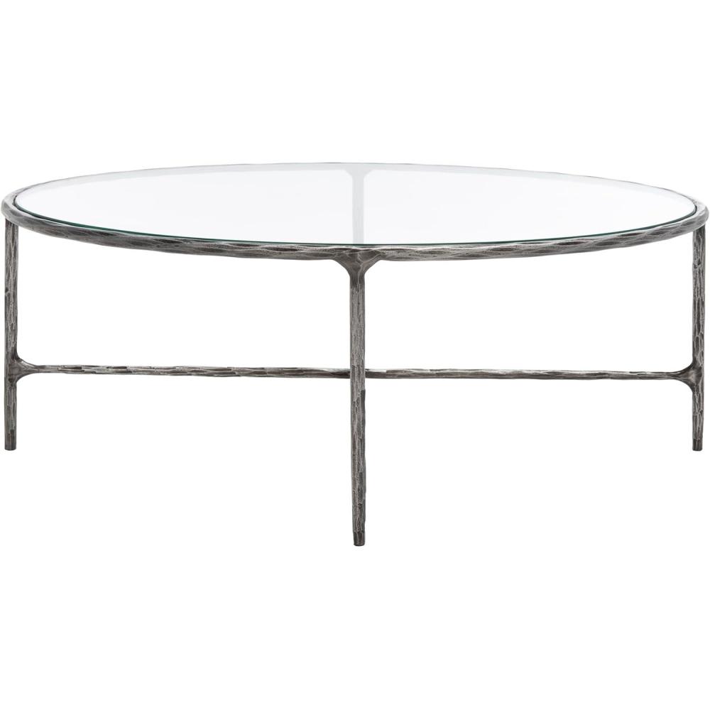 image:imageSAFAVIEH Couture Collection Jessa Silver Metal Oval Coffee Table Fully AssembledSilver