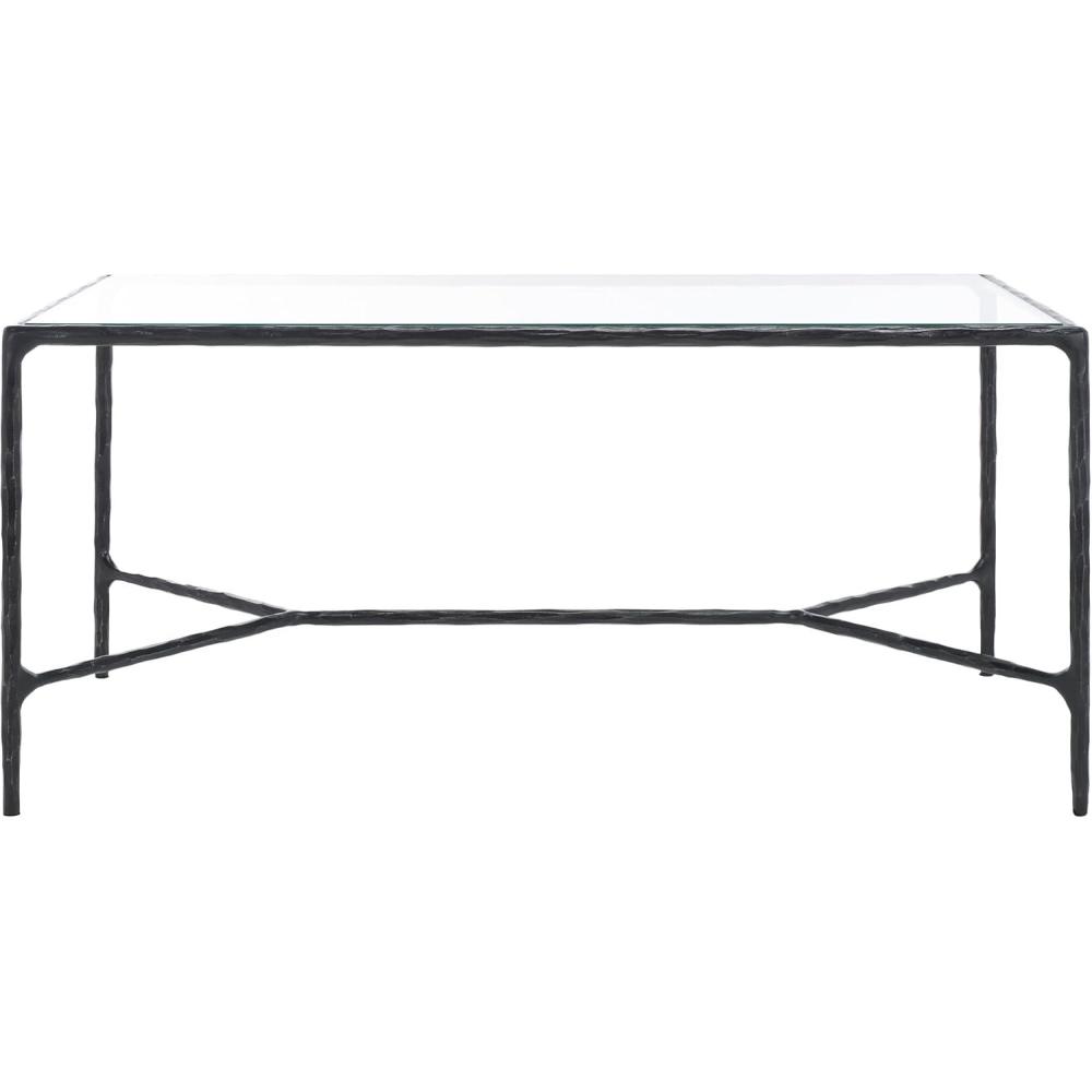 image:imageSAFAVIEH Couture Collection Jessa Silver MetalGlass Top Rectangle Coffee Table Fully AssembledBlack