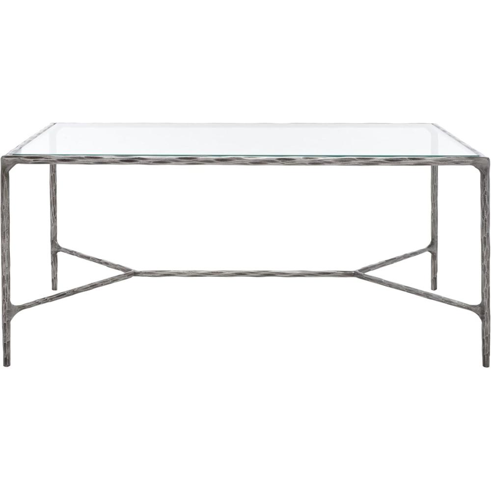 image:imageSAFAVIEH Couture Collection Jessa Silver MetalGlass Top Rectangle Coffee Table Fully AssembledSilver