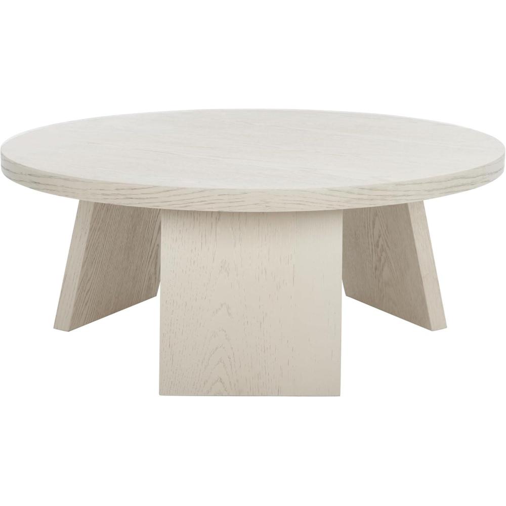 image:imageSAFAVIEH Couture Collection Julianna MidCentury Modern Black Round Coffee TableWhite Washed