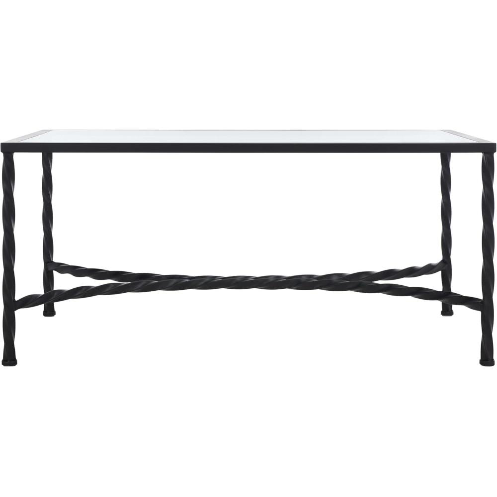 image:imageSAFAVIEH Couture Collection Matilda Black IronTempered Glass Rectangle Coffee Table Fully Assembled