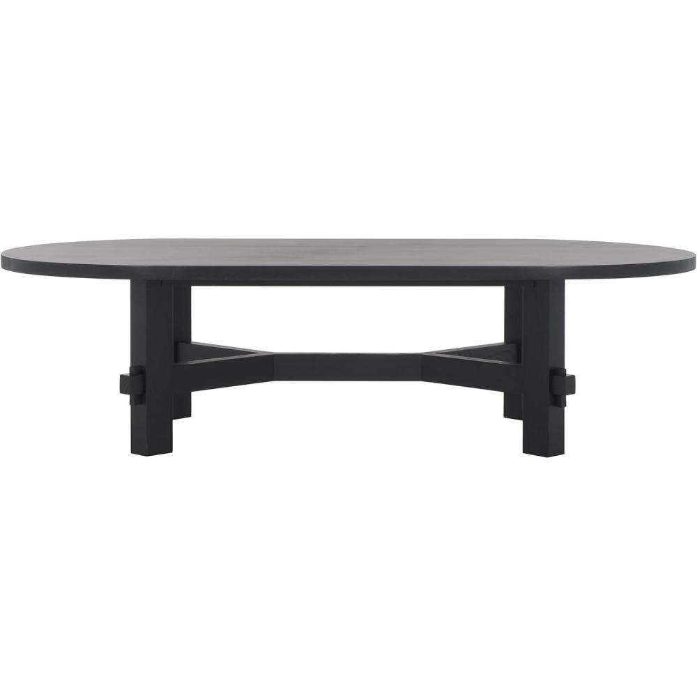 image:imageSAFAVIEH Couture Collection Tabytha Farmhouse Natural Solid Wood Oval Coffee TableBlack