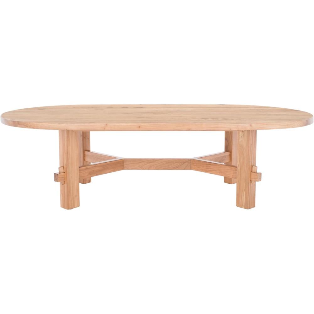 image:imageSAFAVIEH Couture Collection Tabytha Farmhouse Natural Solid Wood Oval Coffee TableNatural