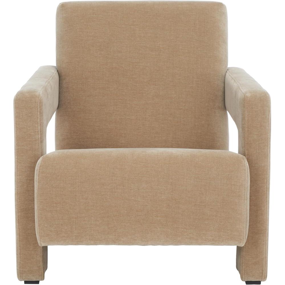image:imageSAFAVIEH Couture Collection Taylor Modern Navy Velvet Upholstered Accent Chair Fully AssembledLight Brown