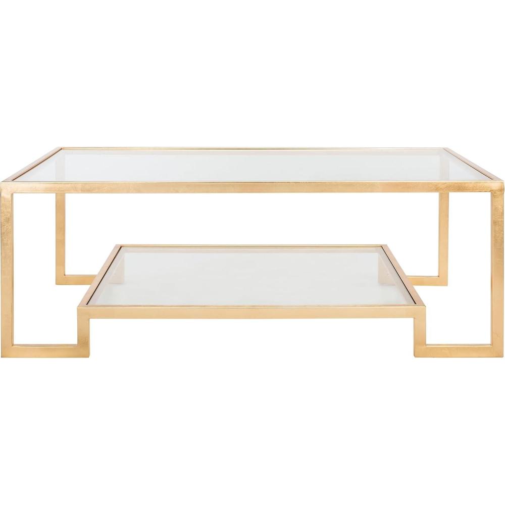 image:imageSAFAVIEH Couture Collection Vivian Gold Leaf Rectangle Coffee Table
