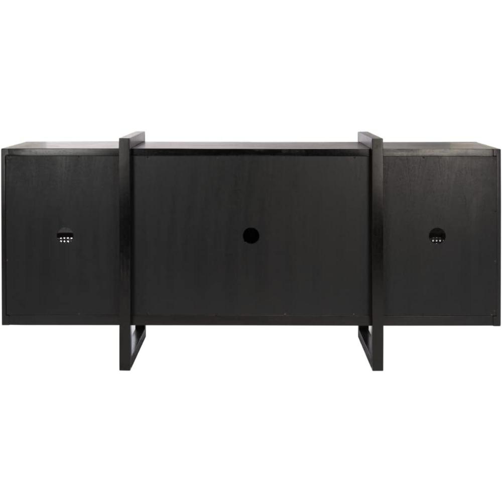 image:imageSAFAVIEH Couture Home Collection Cordelia Black Rattan 4Door Storage Buffet Cabinet Entertainment Console Media Stand Sideboard Fully Assembled