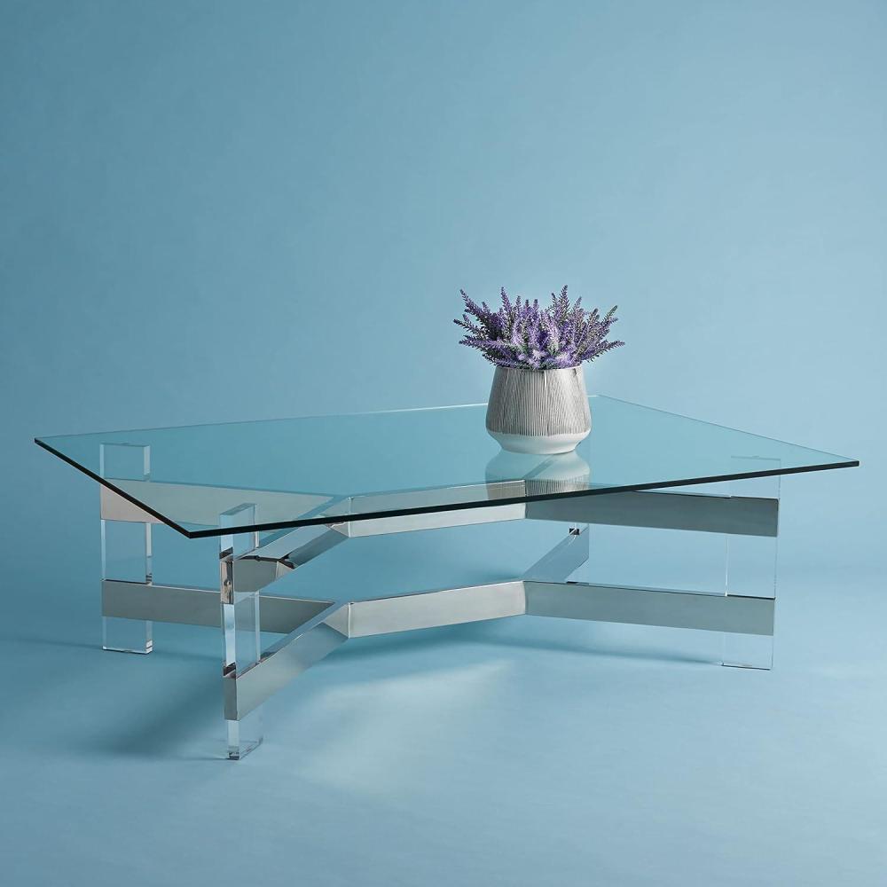 image:imageSAFAVIEH Couture Home Collection Eugene SilverClear Acrylic Rectangle Coffee Table