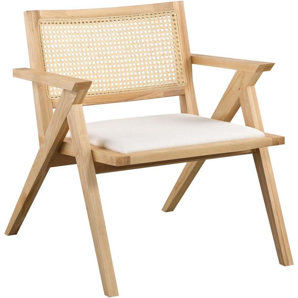 image:imageSAFAVIEH Couture Home Collection Krystine Coastal Black Rattan Back Living Room Dining Accent Chair SFV4131ANatural