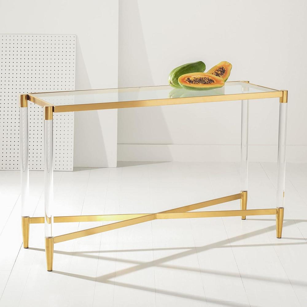 image:imageSAFAVIEH Couture Home Collection Kyla Glam Gold Acrylic Entryway Foyer Living Room Console Table