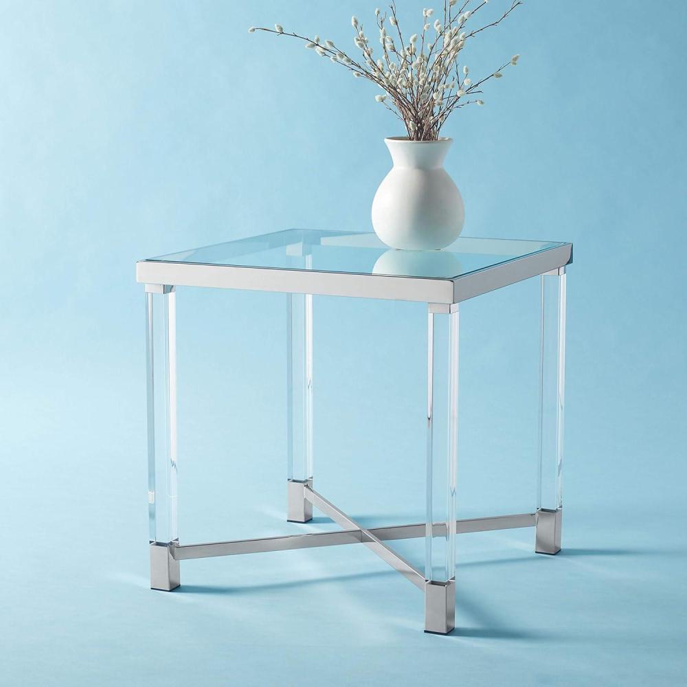image:imageSAFAVIEH Couture Home Collection Shawna Acrylic Silver Living Room Bedroom Foyer Side End Accent TableSilver