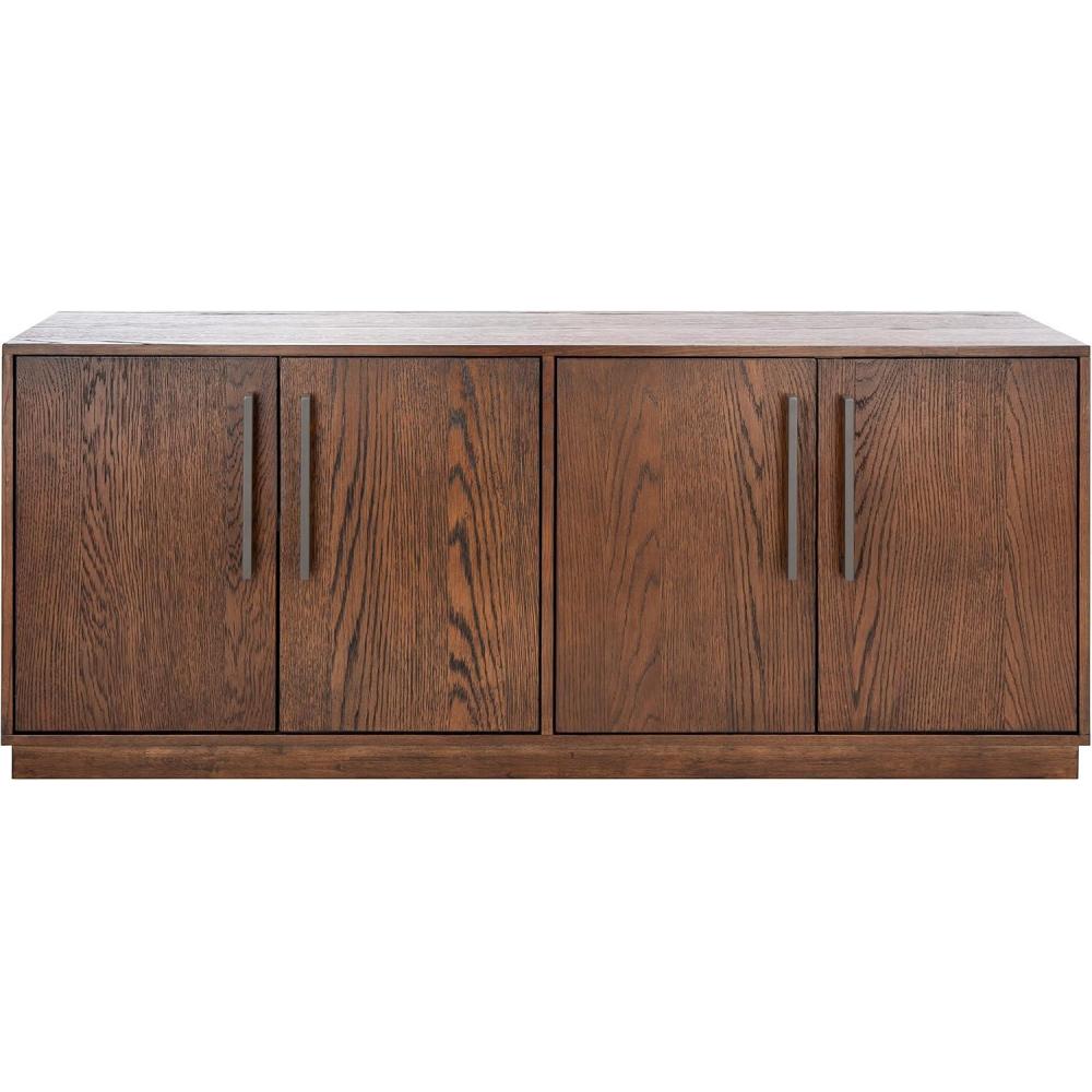 image:imageSAFAVIEH Couture Mallory TV Stand for up to 65 Flatscreen  White Wash 4 Doors with Interior Storage Entertainment Media Console Cabinet Fully Assembled SFV2120BDark Brown
