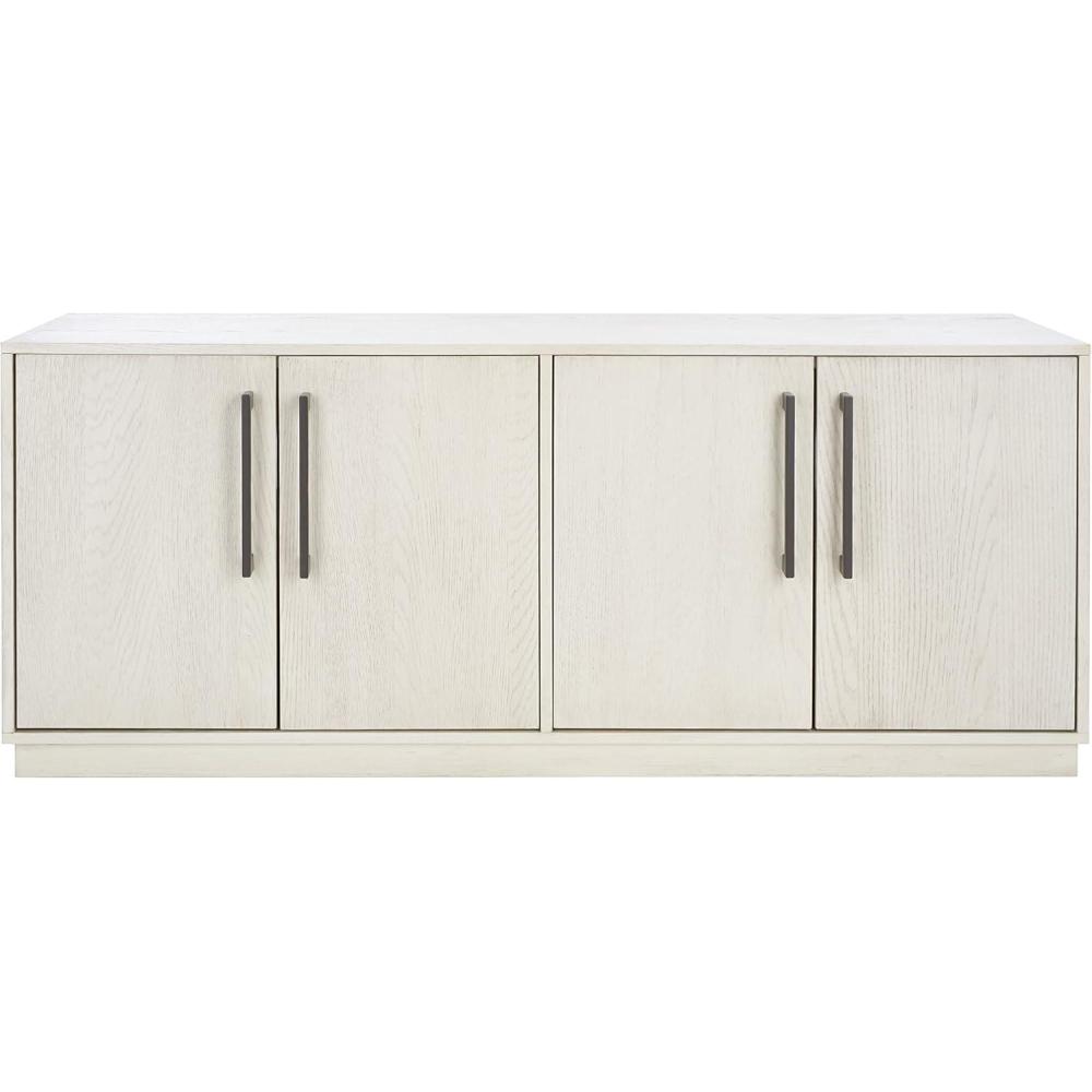 image:imageSAFAVIEH Couture Mallory TV Stand for up to 65 Flatscreen  White Wash 4 Doors with Interior Storage Entertainment Media Console Cabinet Fully Assembled SFV2120BWhite Washed
