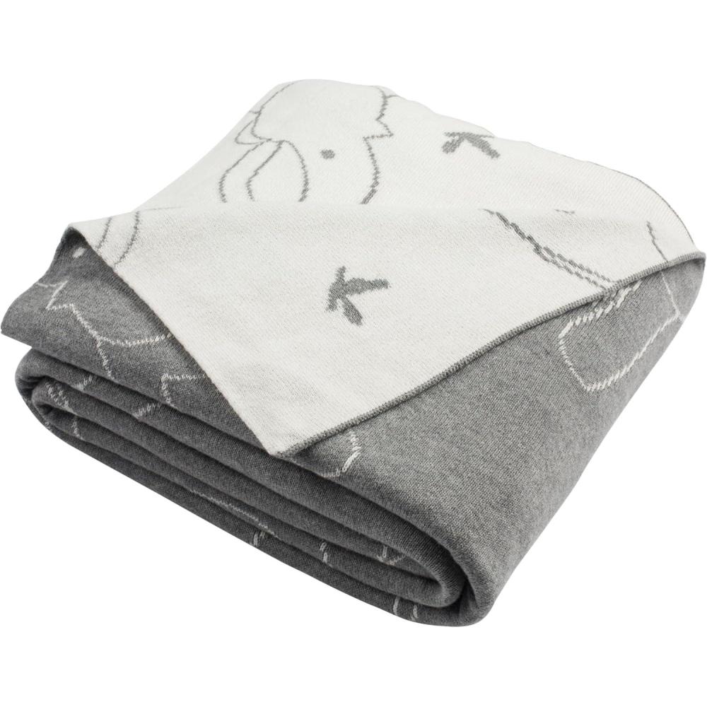 image:imageSAFAVIEH Ella Knit Throw Blanket Light GreyIvory