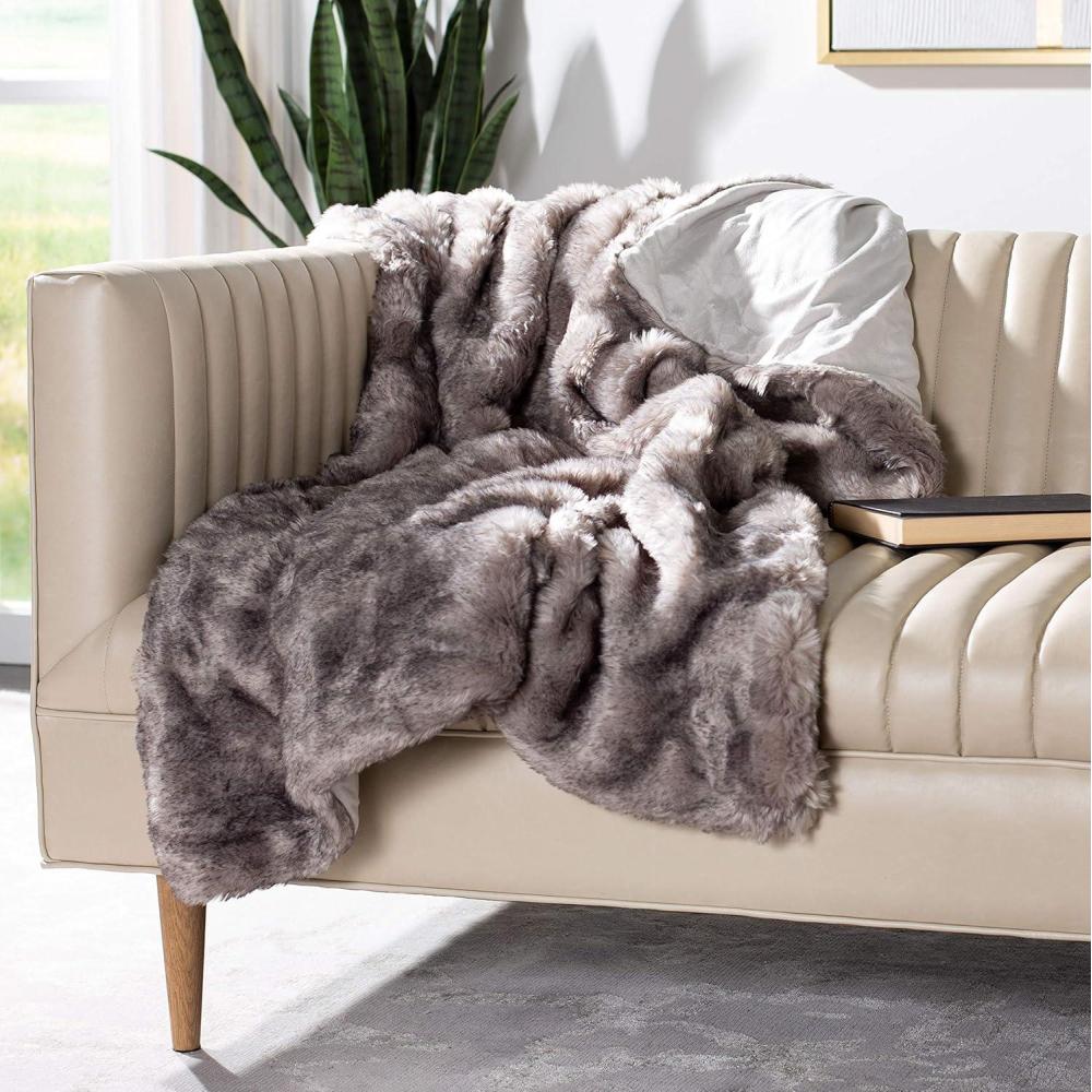 image:imageSAFAVIEH Faux Chinchilla Throw Blanket 60x72 Grey