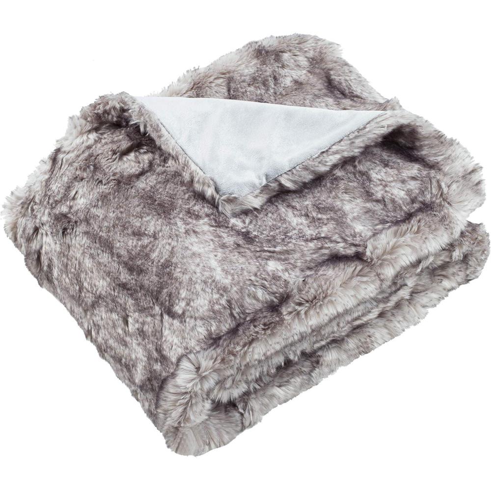 image:imageSAFAVIEH Home Collection Faux Chinchilla Throw GreyGray