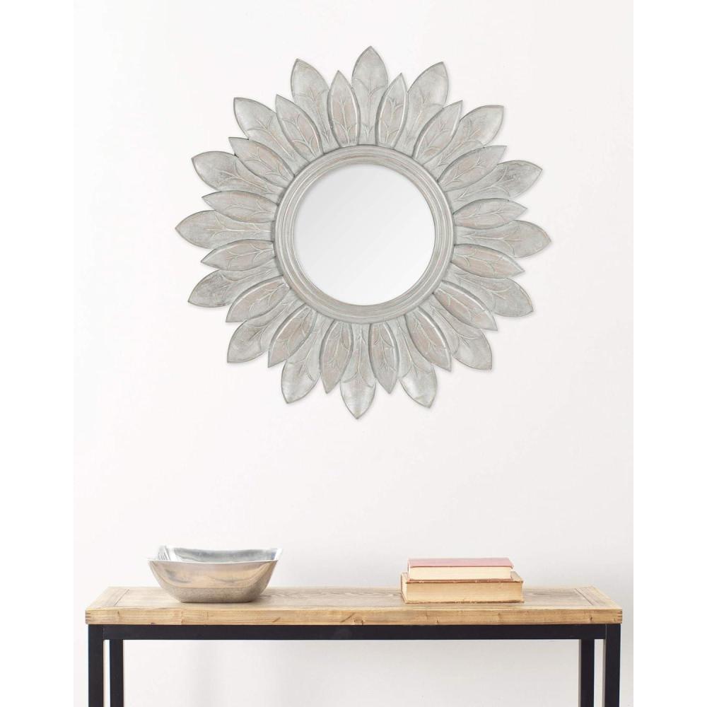 image:imageSAFAVIEH Home Collection Sun King Mirror White AntiqueGrey