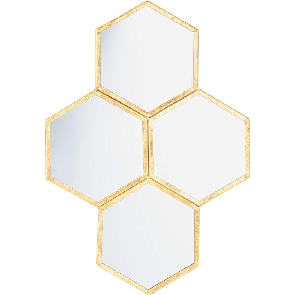 image:imageSAFAVIEH Home Galen Gold Foil Honeycomb 25inch High Decorative Accent Mirror