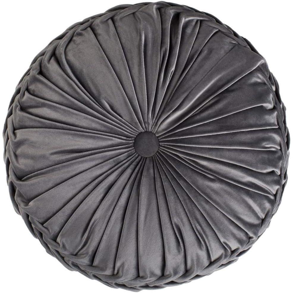 image:imageSAFAVIEH Home Leila Mustard Round Button Tufted Decorative Pillow Pillow 19x19Grey