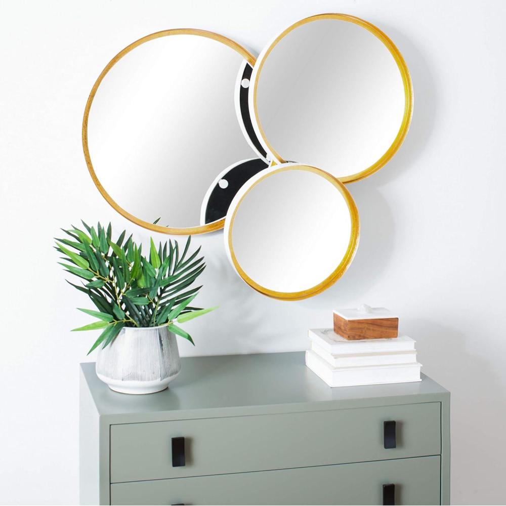 image:imageSAFAVIEH Home Loni Foil 225inch Decorative Accent Mirror GoldBlackGold White