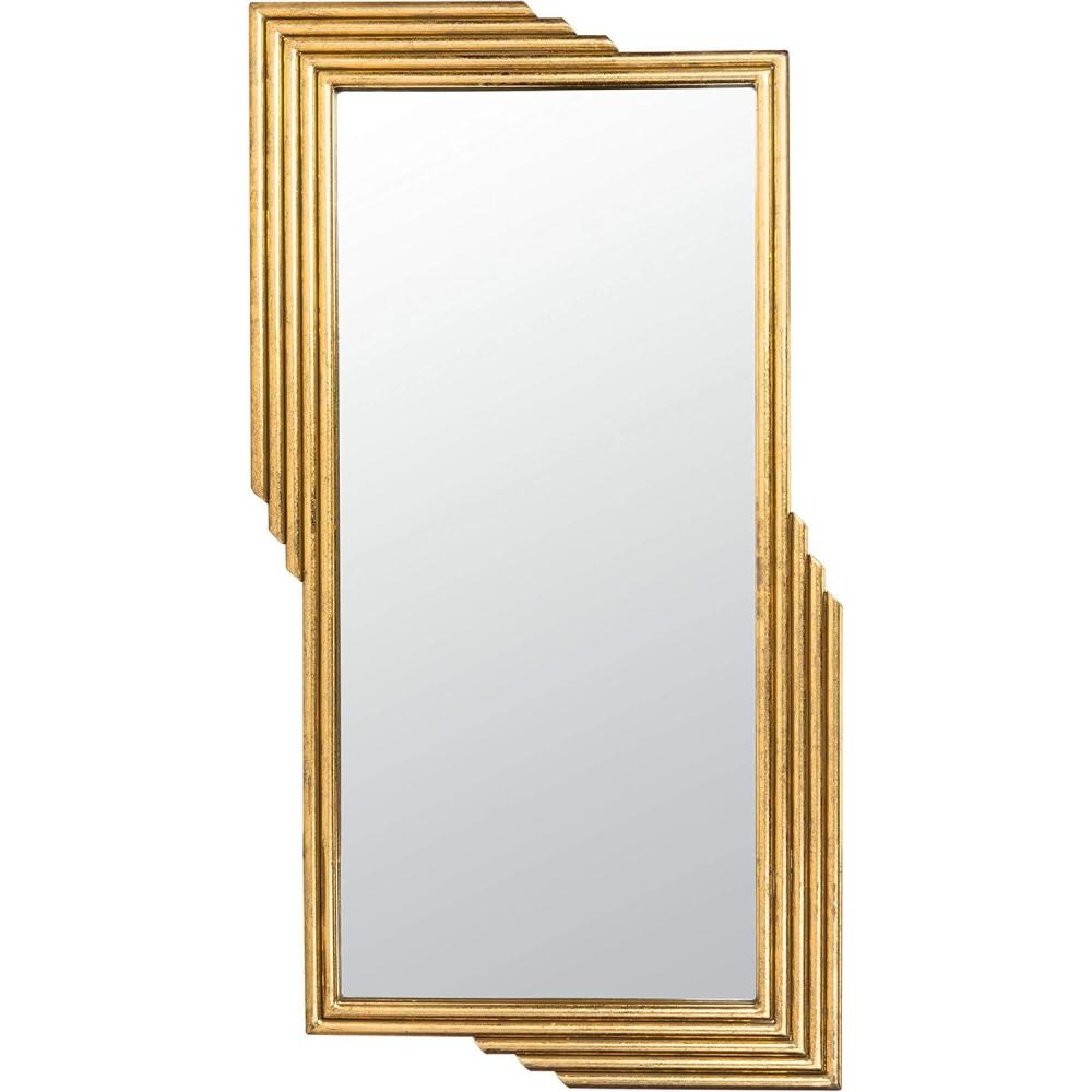 image:imageSAFAVIEH Home Trenla Gold Foil Rectangle 49inch High Decorative Accent Mirror