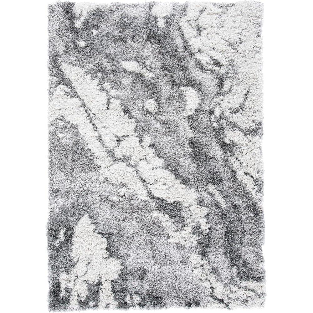 image:imageSAFAVIEH Horizon Shag Collection Area Rug 6 x 9 Grey amp Blue Modern Abstract Design NonShedding amp Easy Care 2inch Thick Ideal for High Traffic Areas in Living Room Bedroom HZN890GGreyIvory