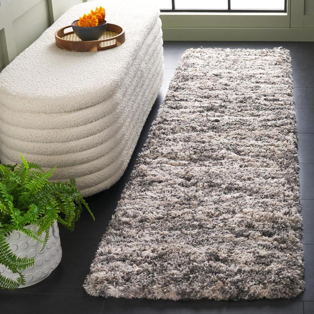image:imageSAFAVIEH Iceland Shag Collection Area Rug 9 x 12 Cream amp Grey Modern Design Easy Care 25inch Thick Ideal for High Traffic Areas in Living Room Bedroom ISG519AGreyDark Grey