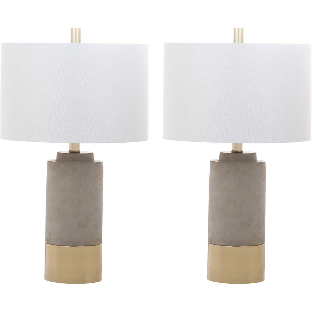 image:imageSAFAVIEH Lighting Collection Set of 2 Modern Contemporary Farmhouse Grey Concrete amp Gold 24Inch Table Lamps for Bedroom Living Room Home Office LED Bulbs Included LIT4451ASET2