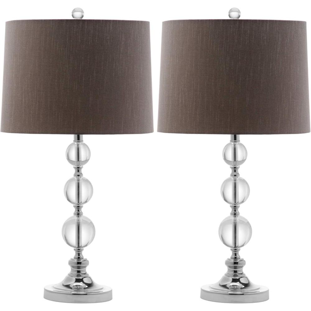 image:imageSAFAVIEH Lighting Collection Keeva Modern Crystal Ball Grey Shade 27inch Bedroom Living Room Home Office Desk Nightstand Table Lamp Set of 2 LED Bulbs IncludedClearGrey Set of 2