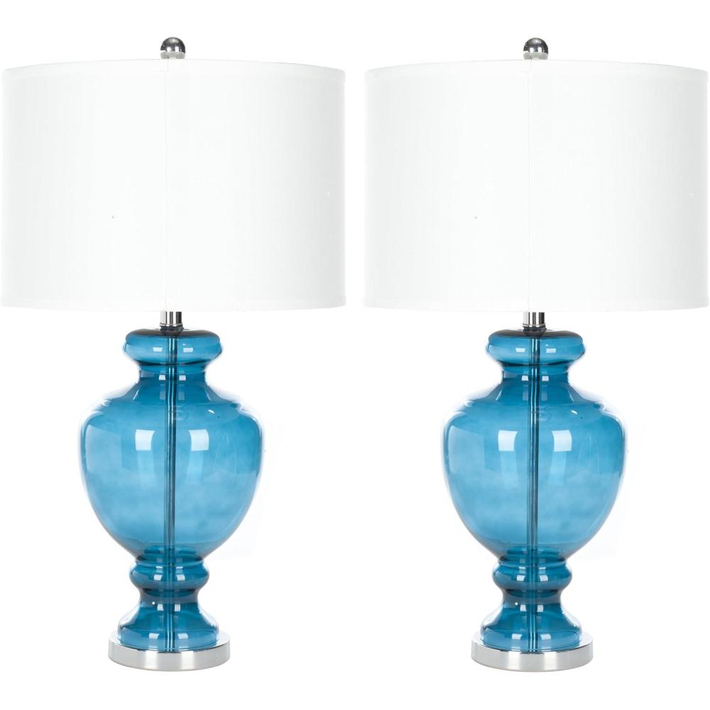 image:imageSAFAVIEH Lighting Collection Morocco Blue Glass 28inch Bedroom Living Room Home Office Desk Nightstand Table Lamp Set of 2 LED Bulbs IncludedBlue Set of 2