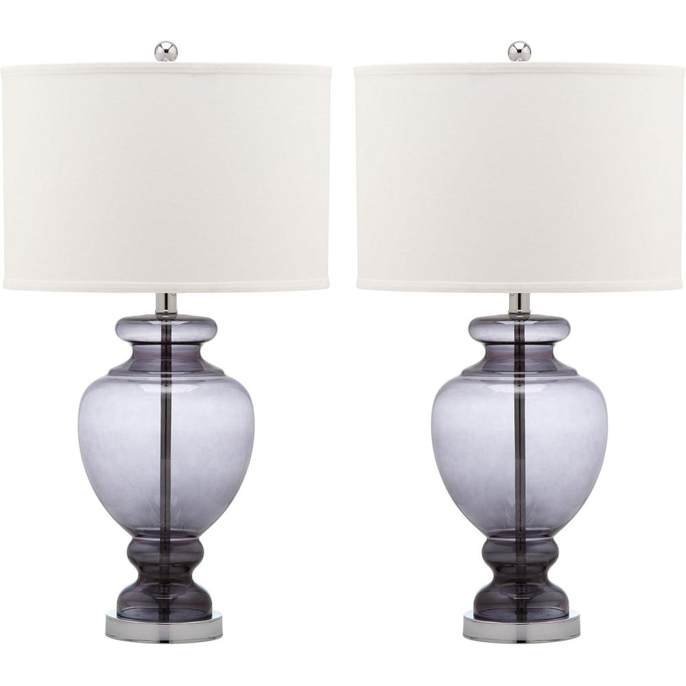 image:imageSAFAVIEH Lighting Collection Morocco Blue Glass 28inch Bedroom Living Room Home Office Desk Nightstand Table Lamp Set of 2 LED Bulbs IncludedGrey Set of 2