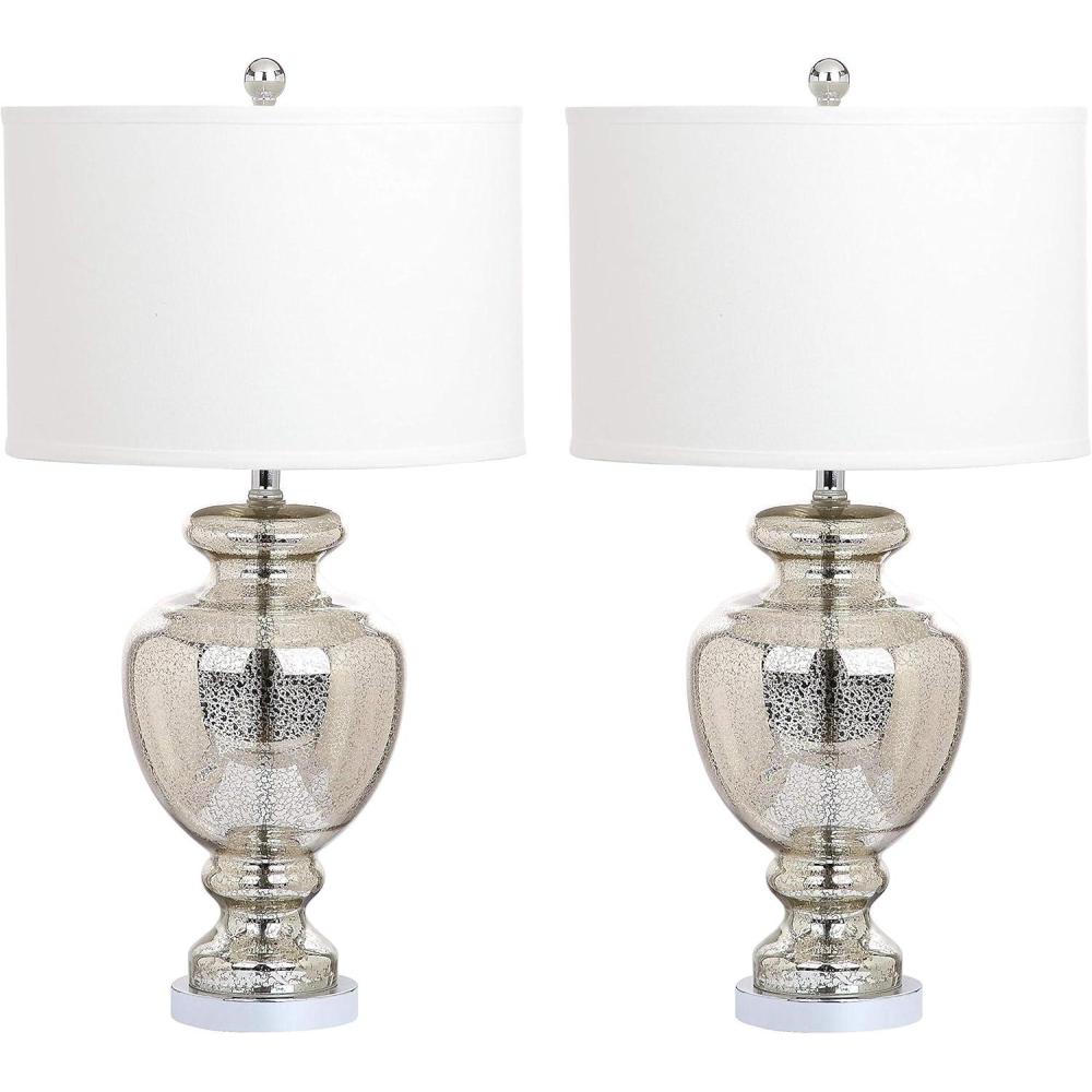 image:imageSAFAVIEH Lighting Collection Morocco Blue Glass 28inch Bedroom Living Room Home Office Desk Nightstand Table Lamp Set of 2 LED Bulbs IncludedMercury  Set of 2