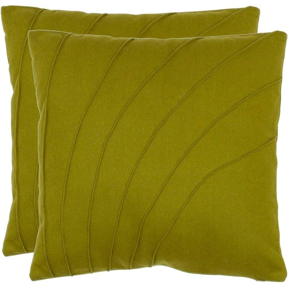 image:imageSAFAVIEH Pillow Collection 18Inch Floral Pillow Green Set of 2
