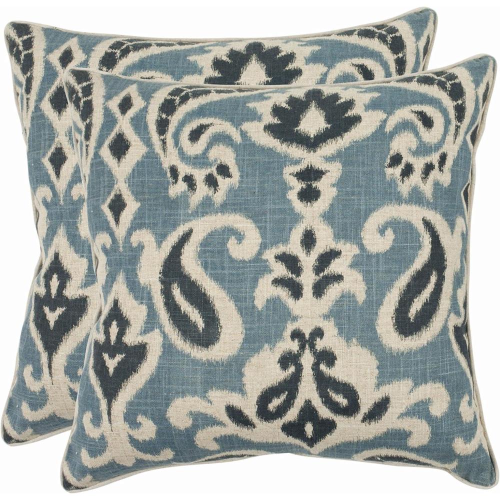 image:imageSAFAVIEH Pillow Collection 22Inch Paisley Pillow Blue and Grey Set of 2Blue