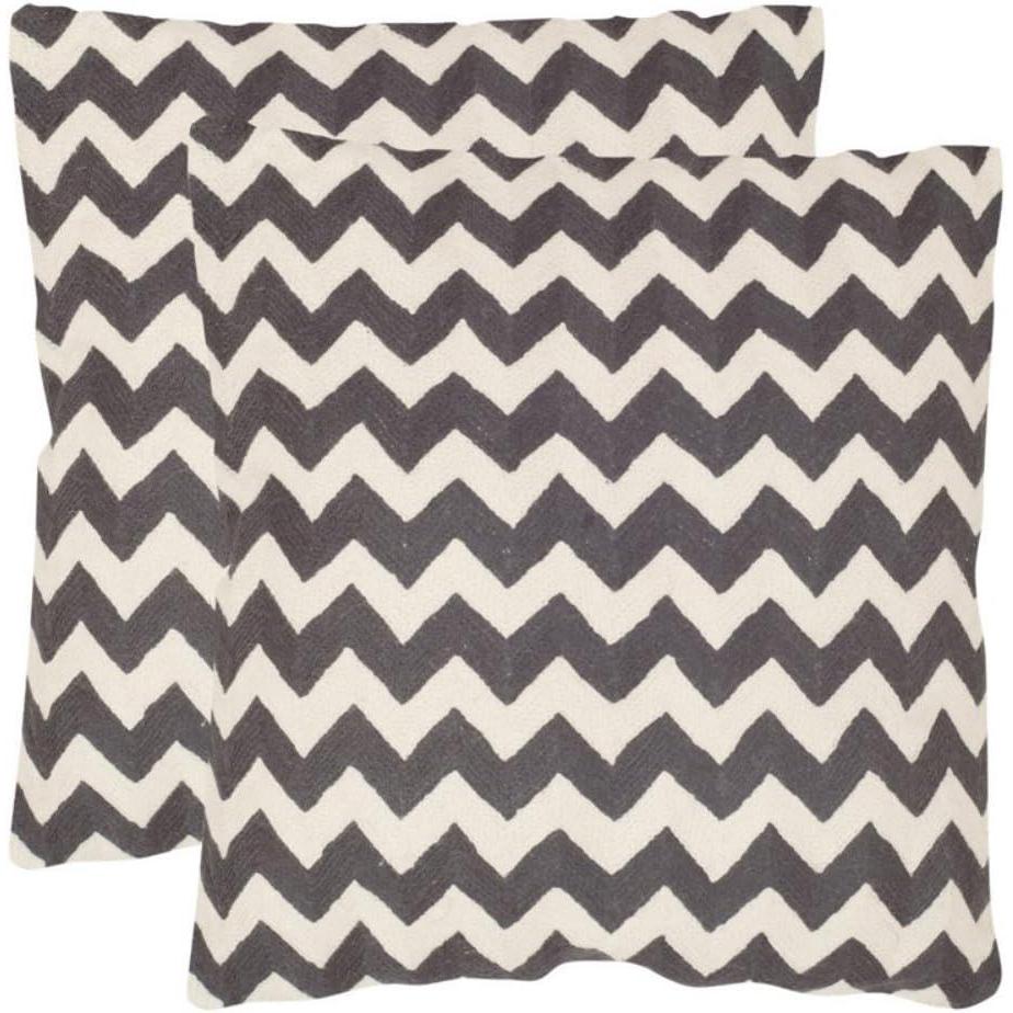 image:imageSAFAVIEH Pillows Collection Striped Taelea Decorative Pillow 18Inch Navy Blue Set of 2Charcoal