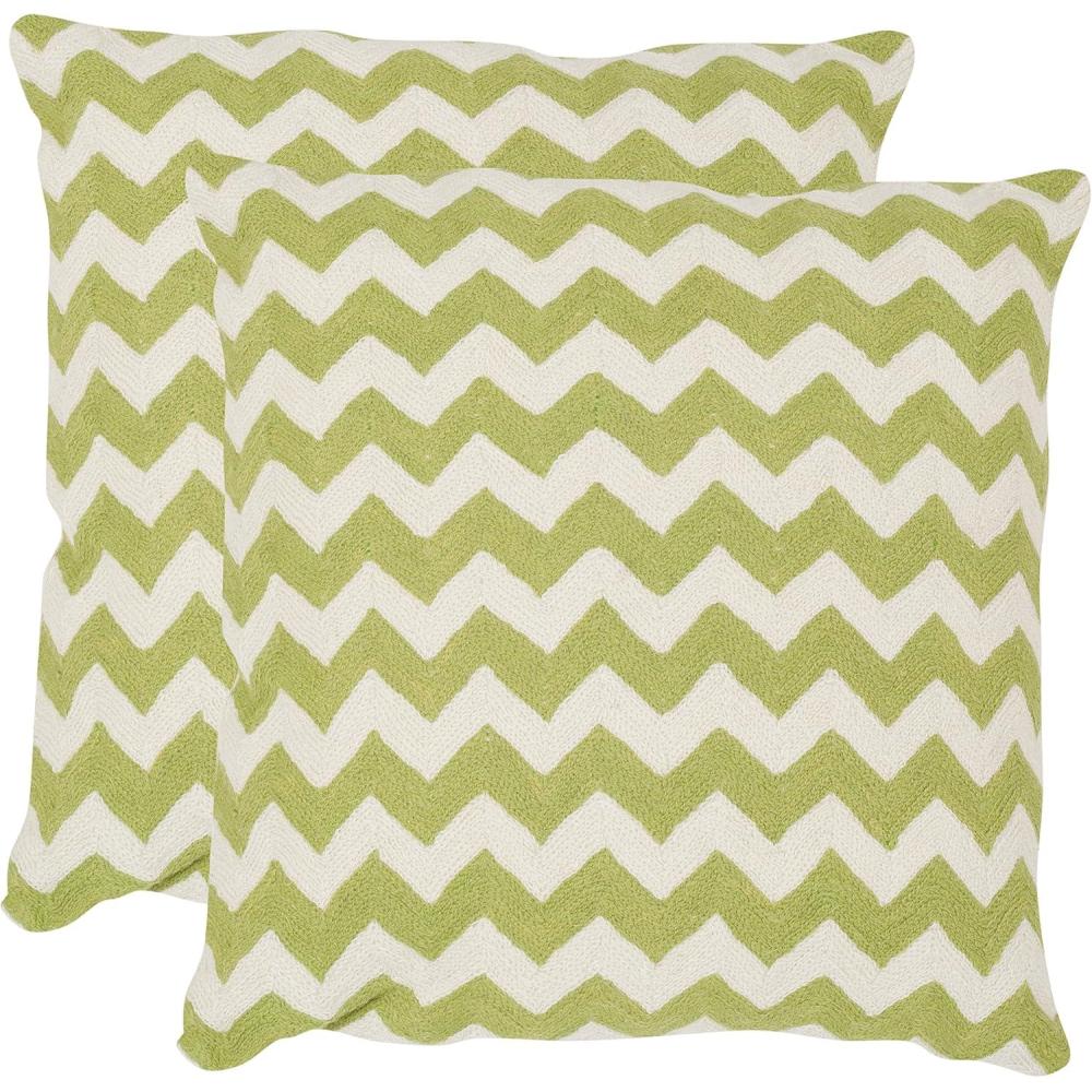 image:imageSAFAVIEH Pillows Collection Striped Taelea Decorative Pillow 18Inch Navy Blue Set of 2Lime  Green
