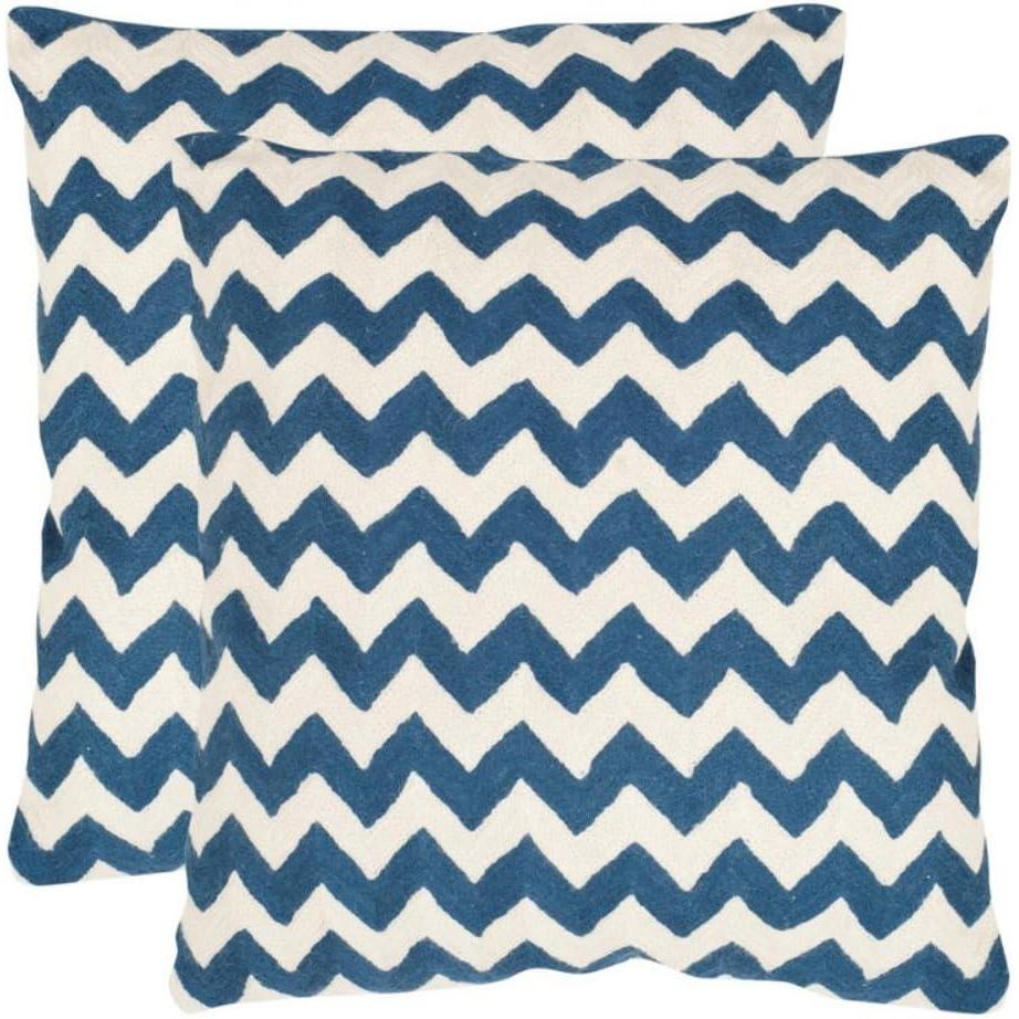 image:imageSAFAVIEH Pillows Collection Striped Taelea Decorative Pillow 18Inch Navy Blue Set of 2Navy Blue