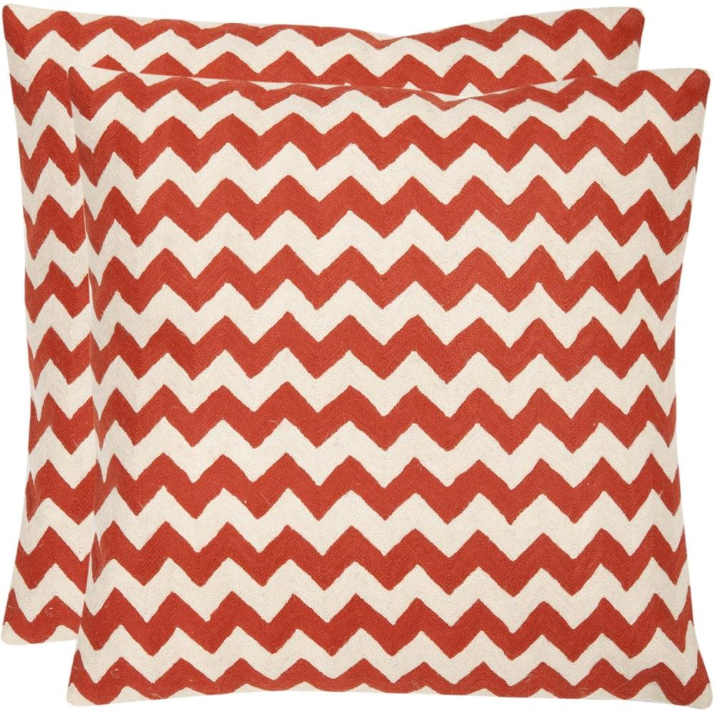 image:imageSAFAVIEH Pillows Collection Striped Taelea Decorative Pillow 18Inch Navy Blue Set of 2Orange Sunburst