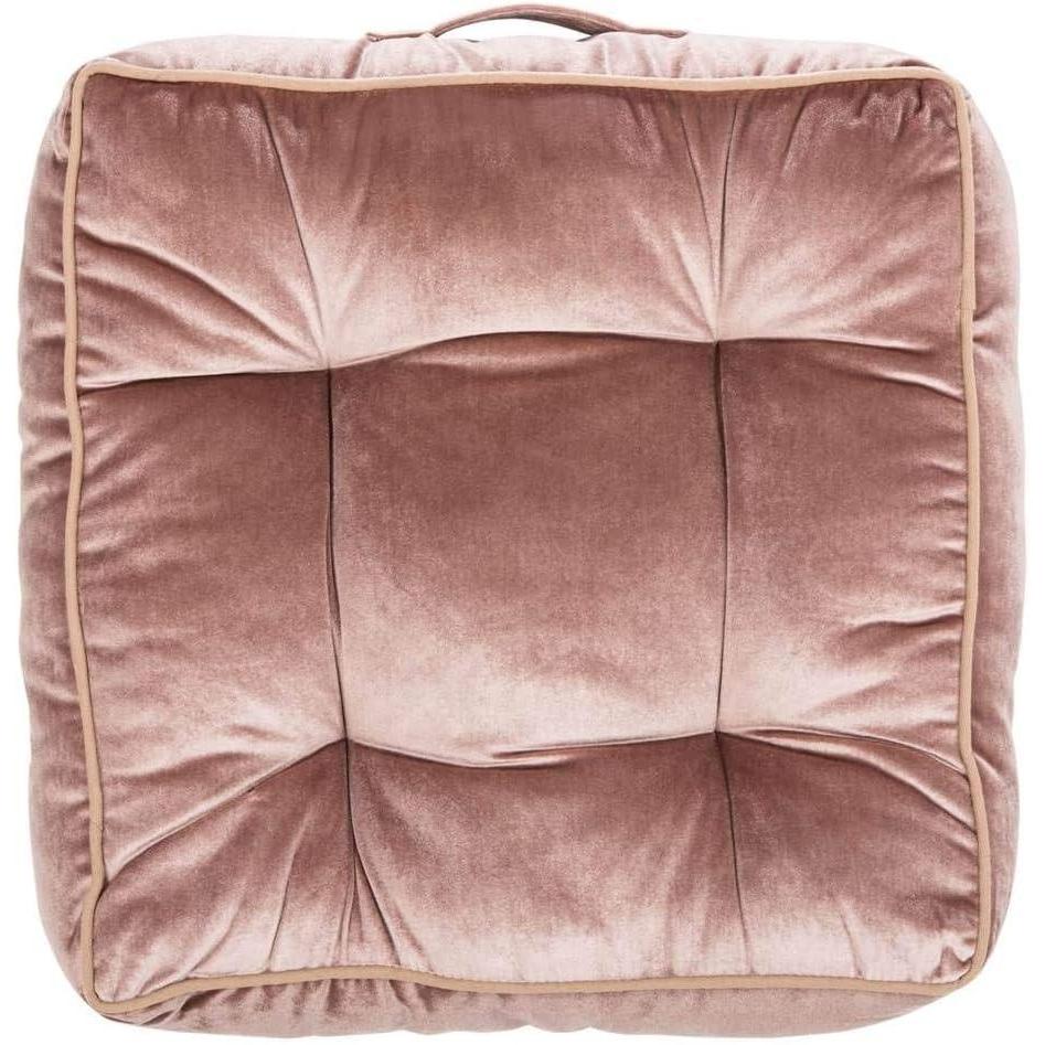 image:imageSAFAVIEH Primrose Glam 18inch Blush Pink Velvet Square Floor Pillow 0Pink