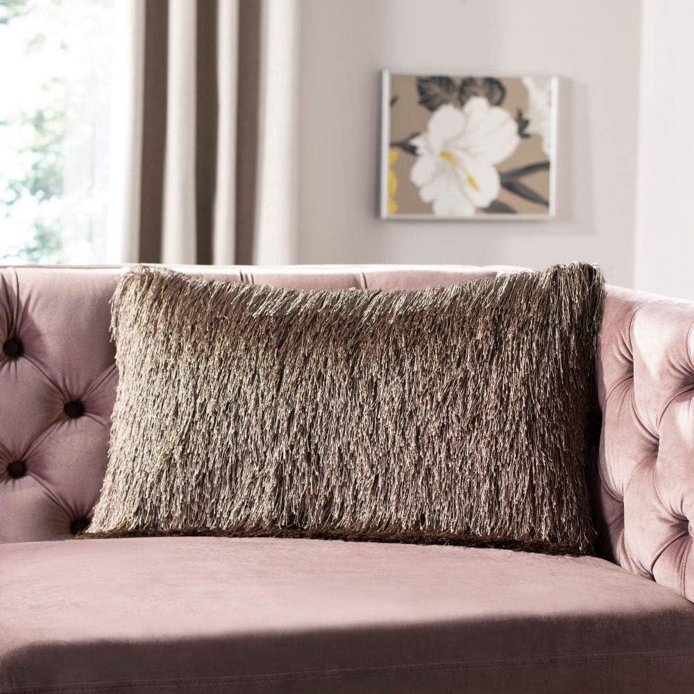 image:imageSAFAVIEH Soleil IndoorOutdoor Shag Throw Pillow 22x22 ChampagneTaupe