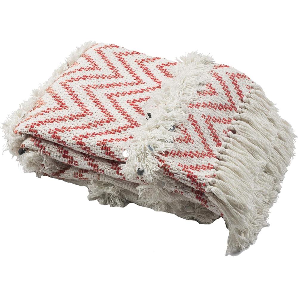 image:imageSAFAVIEH Sydney Fringe Throw Blanket OrangeWhite