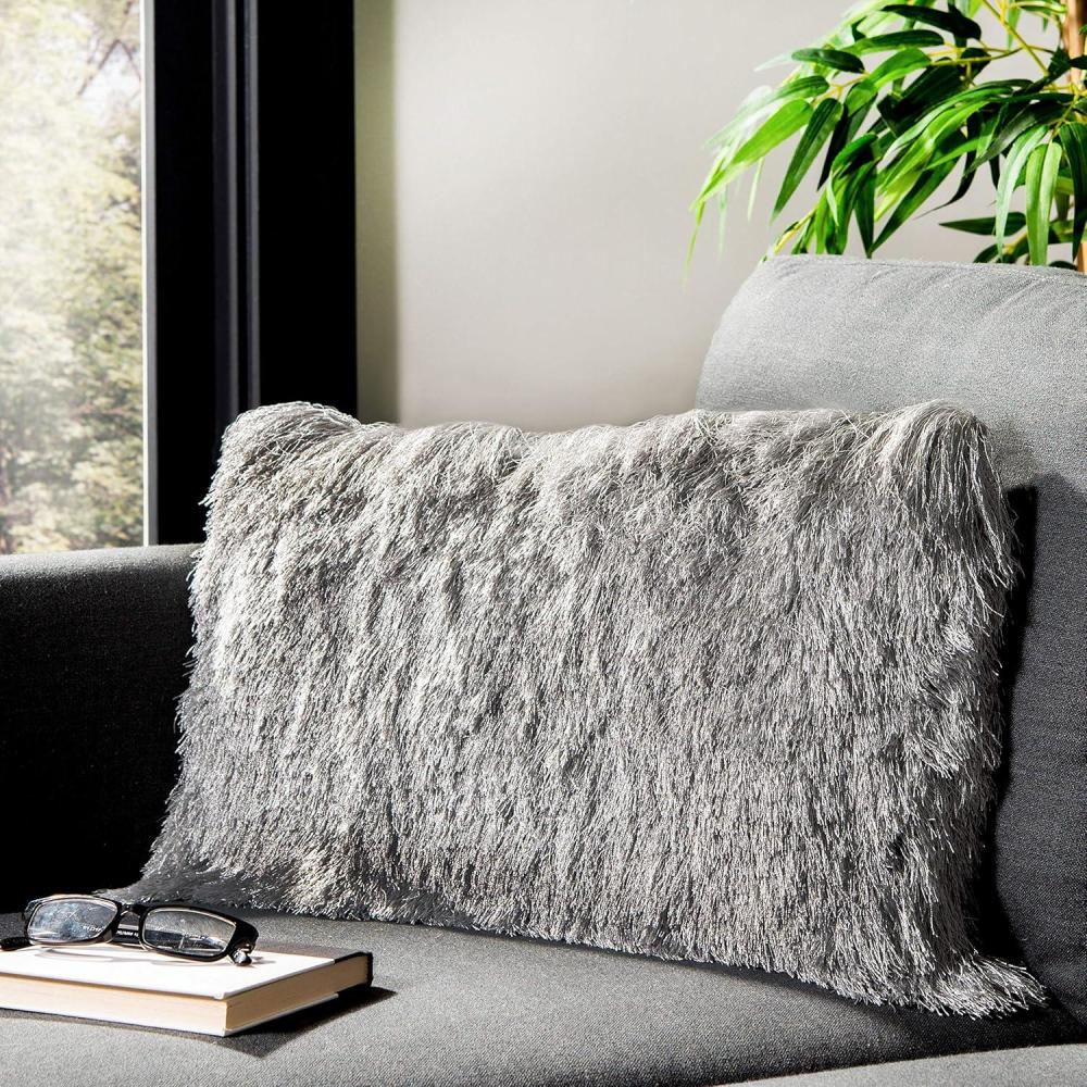 image:imageSafavieh Cali Shag Throw Pillow SilverSilver