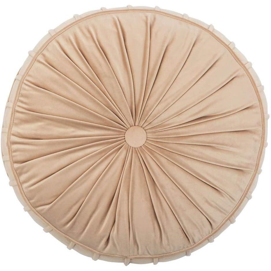image:imageSafavieh Clary Glam 18inch Mustard Yellow Velvet Round Floor PillowChampagne